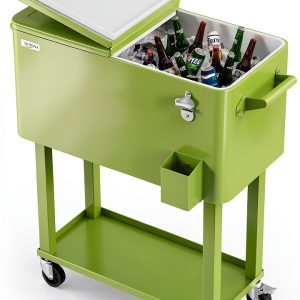 VINGLI 80 Quart Cooler Cart Light Green Iron-0
