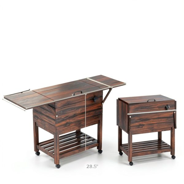 LDAILY Rustic Brown Wooden Cooler Cart 54qt-8
