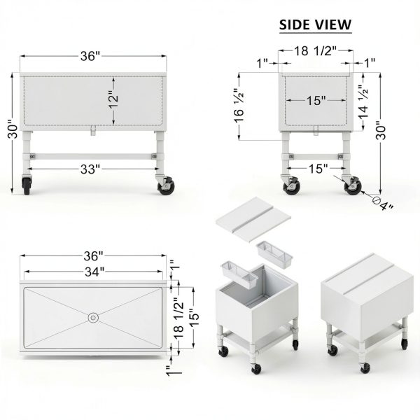 AmGood Stainless Steel Ice Bin 18.5x36x30 in NSF Outdoor Cooler-2
