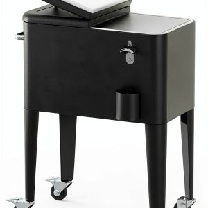 SHAREWIN 60QT Wheeled Cooler Cart Black without Tray-0