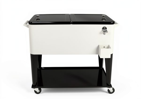 Cooler Cart SHAREWIN 80QT Silver Iron with Wheels and Heat-5