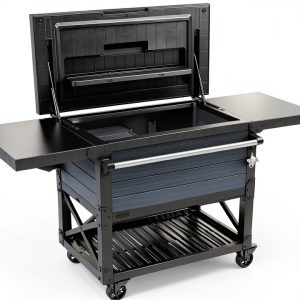 Keter Rolling Drink Cart Resin Cooler with Built‑In Bottle Opener Dark-0