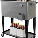 Cooler Cart SHAREWIN 80QT Silver Iron with Wheels and Heat-0